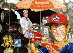 Todd Schorr H.P. Lovecrafts Fried Seafood Cart  Limited Edition Giclee