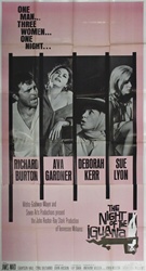 Night Of The Iguana Original US Three Sheet
Vintage Movie Poster
Richard Burton
