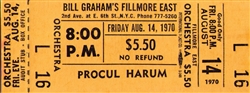 Procul Harum Original Fillmore East Concert Ticket
Fillmore East
Bill Graham