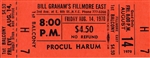 Procul Harum Original Fillmore East Concert Ticket
Fillmore East
Bill Graham