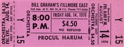 Procul Harum Original Fillmore East Concert Ticket
Fillmore East
Bill Graham