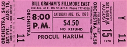 Procul Harum Original Fillmore East Concert Ticket
Fillmore East
Bill Graham