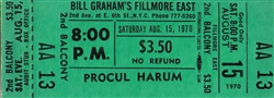 Procul Harum Original Fillmore East Concert Ticket
Fillmore East
Bill Graham