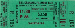 Santana Original Fillmore East Concert Ticket
Fillmore East
Bill Graham