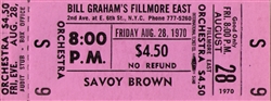 Savoy Brown Original Fillmore East Concert Ticket
Fillmore East
Bill Graham