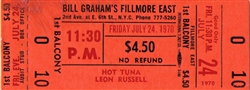 Hot Tuna And Leon Russell Original Fillmore East Concert Ticket
Fillmore East
Bill Graham