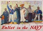Enlist in the Navy Original War Poster
