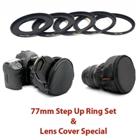 77mm Step Up Ring Set with Lens Cover and Caps Tagged