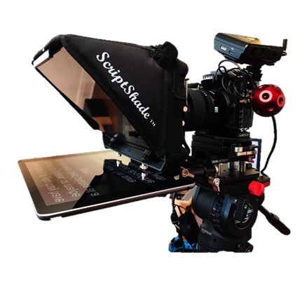 GWMC Wide Angel 4x4 Matte Box with the ScriptShadeâ„¢ Assembly to turn into a Teleprompter