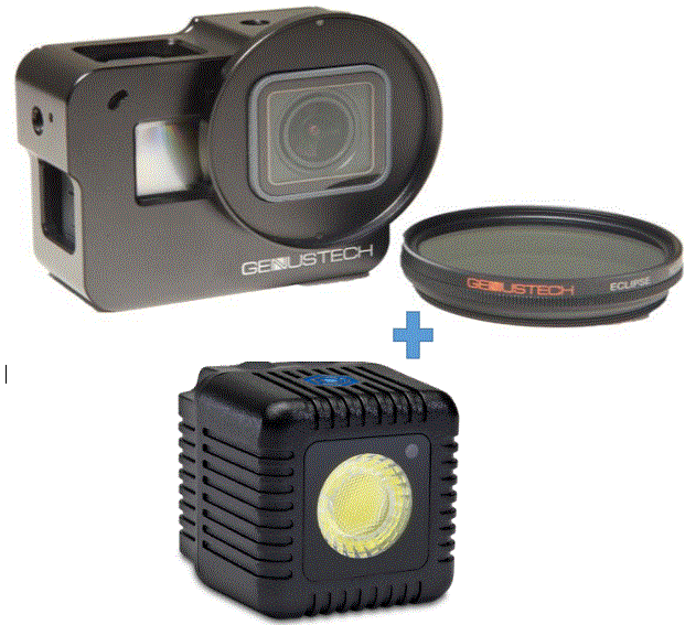 LumeCube  LC-11B LED Light with Genus GoPro Cage g-gp5b