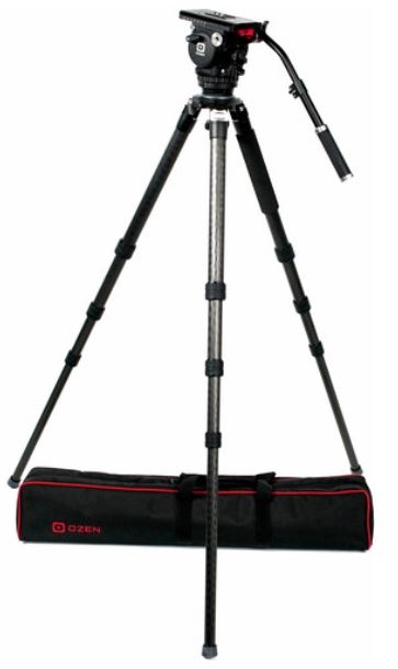 OZ-10CF3 : OZEN 100CF3 100mm Carbon Fiber Tripod & Agile 10 Fluid Head System (E-Z-Load)