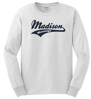 Madison White Long Sleeve Tee Design B