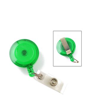 transparent id badge reels with clear vinyl straps and belt clips