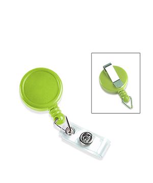 id badge reels with belt clips and clear vinyl straps