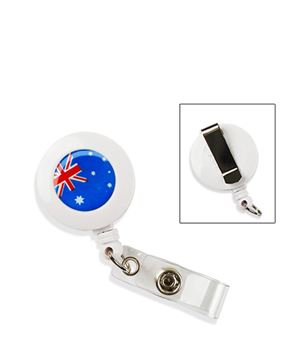 Flag badge reel | Australian flag badge reel with vinyl strap and belt clip