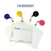 HHB089R 4x3 name badge holder with a badge reel