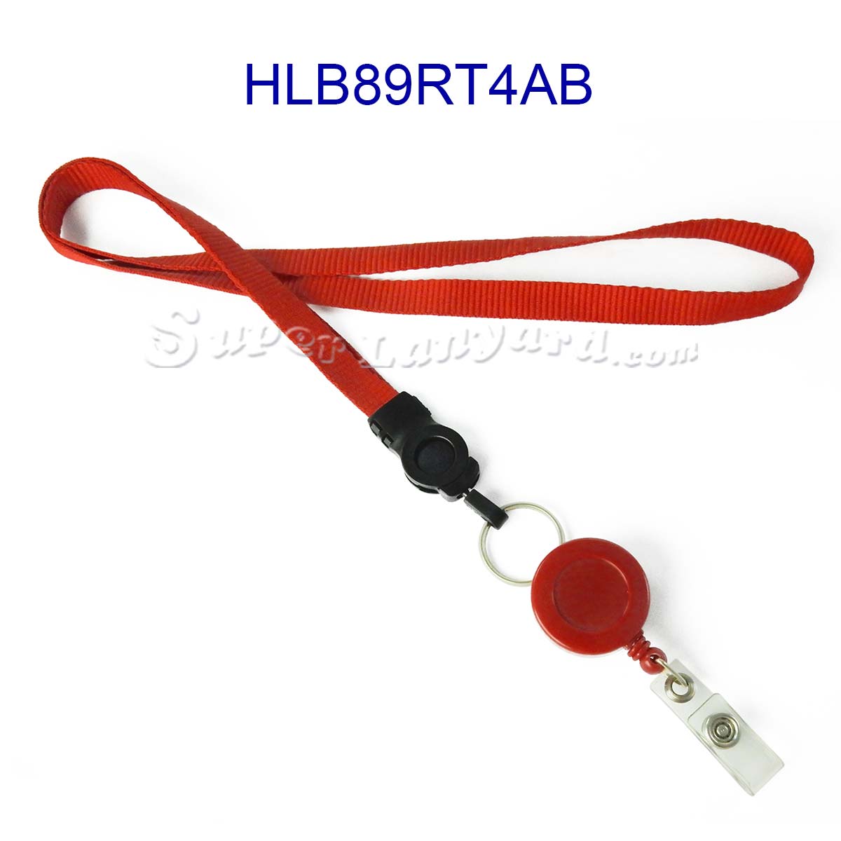 Retractable Badge Holder Lanyard  12mm safety release buckle lanyard  attached keyring with ID badge reel and horizontal 4x3 badge holder -HLB89RT4AB