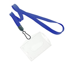 Royalblue Card Holder Lanyards | 3/8 inch royalblue  lanyard strap with plastic j hook and Vert-Horiz 2 way display clear cardholder