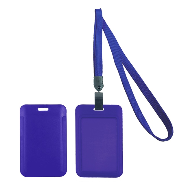 3/8 inch Royalblue ID lanyard with plastic j hook and vert sliding cover cardholder-blank-LNB319NRBL