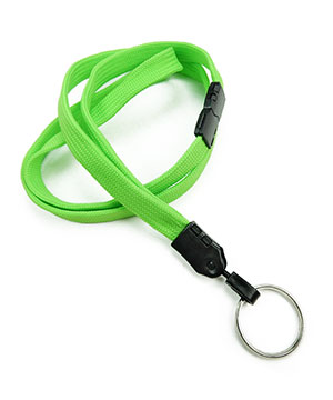 3/8 inch Lime green key ring lanyard with breakaway and split ring-blank-LNB320BLMG