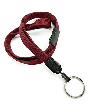 3/8 inch Maroon key ring lanyard with breakaway and split ring-blank-LNB320BMRN