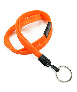 3/8 inch Neon orange key ring lanyard with breakaway and split ring-blank-LNB320BNOG