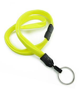 3/8 inch Yellow key ring lanyard with breakaway and split ring-blank-LNB320BYLW