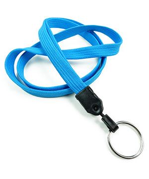 3/8 inch Blue plain lanyard with a keychain ring-blank-LNB320NBLU