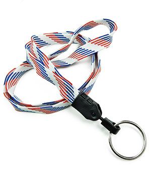 3/8 inch Patriotic pattern blank lanyard with a keychain ring-blank-LNB320NRBW