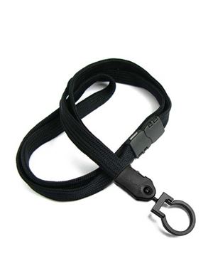 3/8 inch Black breakaway lanyard with a plastic lanyard hook-blank-LNB321BBLK