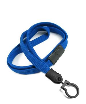 3/8 inch Blue breakaway lanyard with a plastic lanyard hook-blank-LNB321BBLU