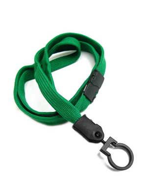 3/8 inch Green breakaway lanyard with a plastic lanyard hook-blank-LNB321BGRN