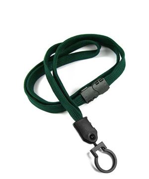 3/8 inch Hunter green breakaway lanyard with a plastic lanyard hook-blank-LNB321BHGN