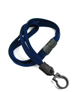 3/8 inch Navy blue breakaway lanyard with a plastic lanyard hook-blank-LNB321BNBL