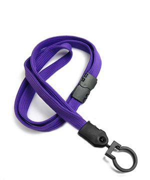 3/8 inch Purple breakaway lanyard with a plastic lanyard hook-blank-LNB321BPRP