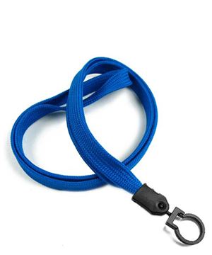 3/8 inch Blue blank lanyard with lanyard hook-blank-LNB321NBLU