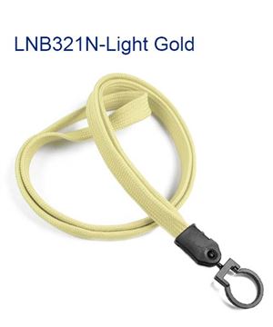 3/8 inch Light gold plain lanyard with lanyard hook-blank-LNB321NLGD