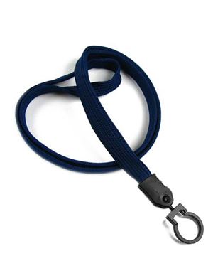 3/8 inch Navy blue plain lanyard with lanyard hook-blank-LNB321NNBL