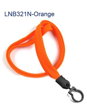 3/8 inch Orange plain lanyard with lanyard hook-blank-LNB321NORG