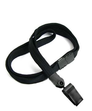 3/8 inch Black breakaway lanyards with plastic rotating clip-blank-LNB322BBLK