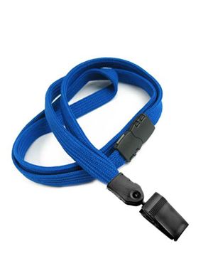 3/8 inch Blue breakaway lanyards with plastic rotating clip-blank-LNB322BBLU