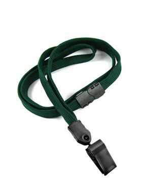 3/8 inch Hunter green breakaway lanyards with plastic rotating clip-blank-LNB322BHGN