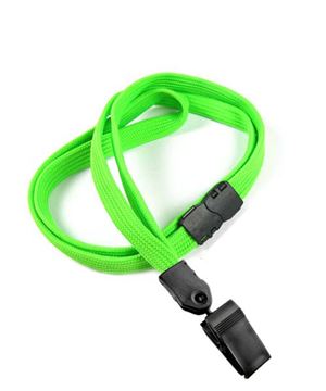 3/8 inch Lime green breakaway lanyards with plastic rotating clip-blank-LNB322BLMG