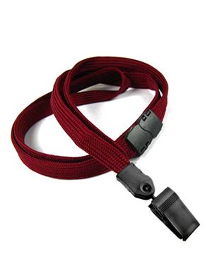 3/8 inch Maroon breakaway lanyards with plastic rotating clip-blank-LNB322BMRN