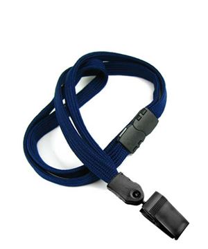 3/8 inch Navy blue breakaway lanyards with plastic rotating clip-blank-LNB322BNBL