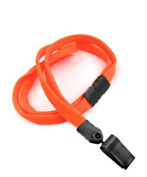 3/8 inch Neon orange breakaway lanyards with plastic rotating clip-blank-LNB322BNOG