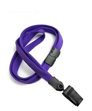 3/8 inch Purple breakaway lanyards with plastic rotating clip-blank-LNB322BPRP