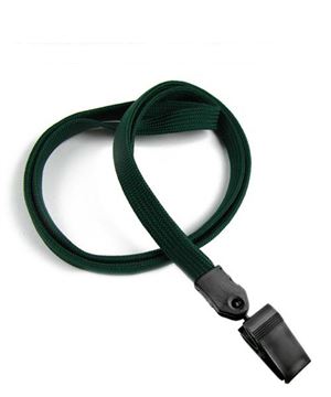 3/8 inch Hunter green clip lanyard with a plastic rotating clip-blank-LNB322NHGN