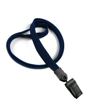 3/8 inch Navy blue clip lanyard with a plastic rotating clip-blank-LNB322NNBL