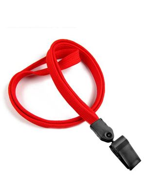 3/8 inch Red clip lanyard with a plastic rotating clip-blank-LNB322NRED